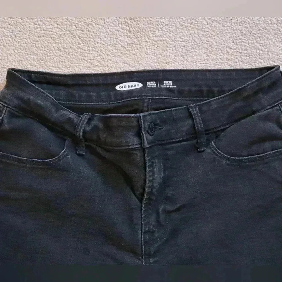 ❤️ Old Navy Super Skinny Jeans Black Denim Size 6 Stretch Mid Rise - Picture 4 of 9